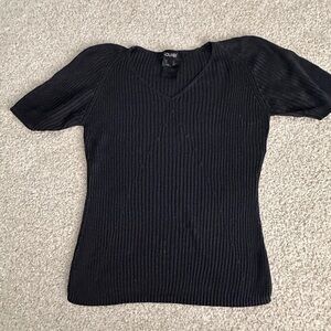 Black V-Neck Ribbed Laurel Top Sz EU 38
